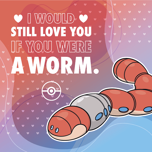 A virtual Valentine featuring Orthworm with a neutral expression. The background